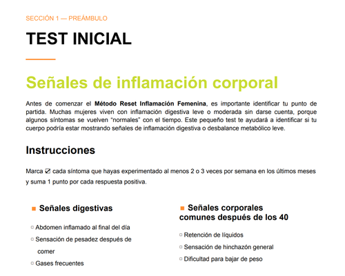 Test inicial de inflamación digestiva
